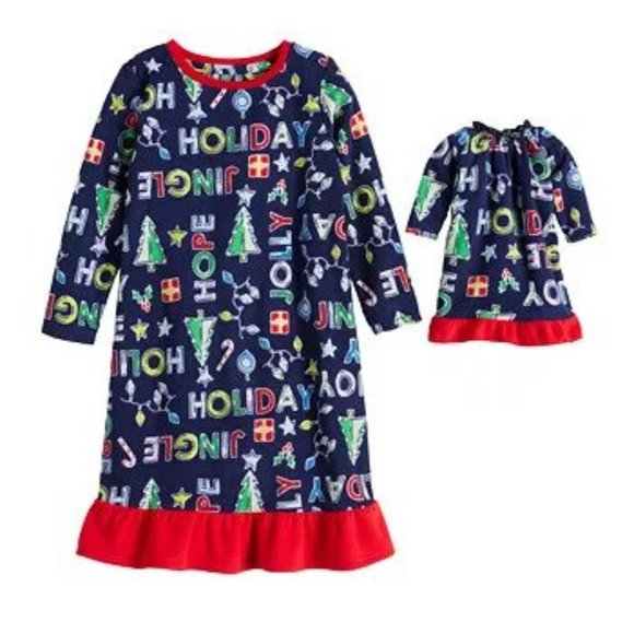 Jammies For Your Families Other - CLEARANCE Girls Christmas Nightgown & Doll Gown Set